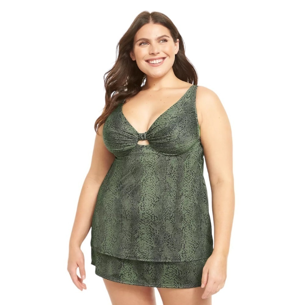 Lane Bryant NWOT Relaxed Underwire Swim Tankini Top Neutral Python- 40C
